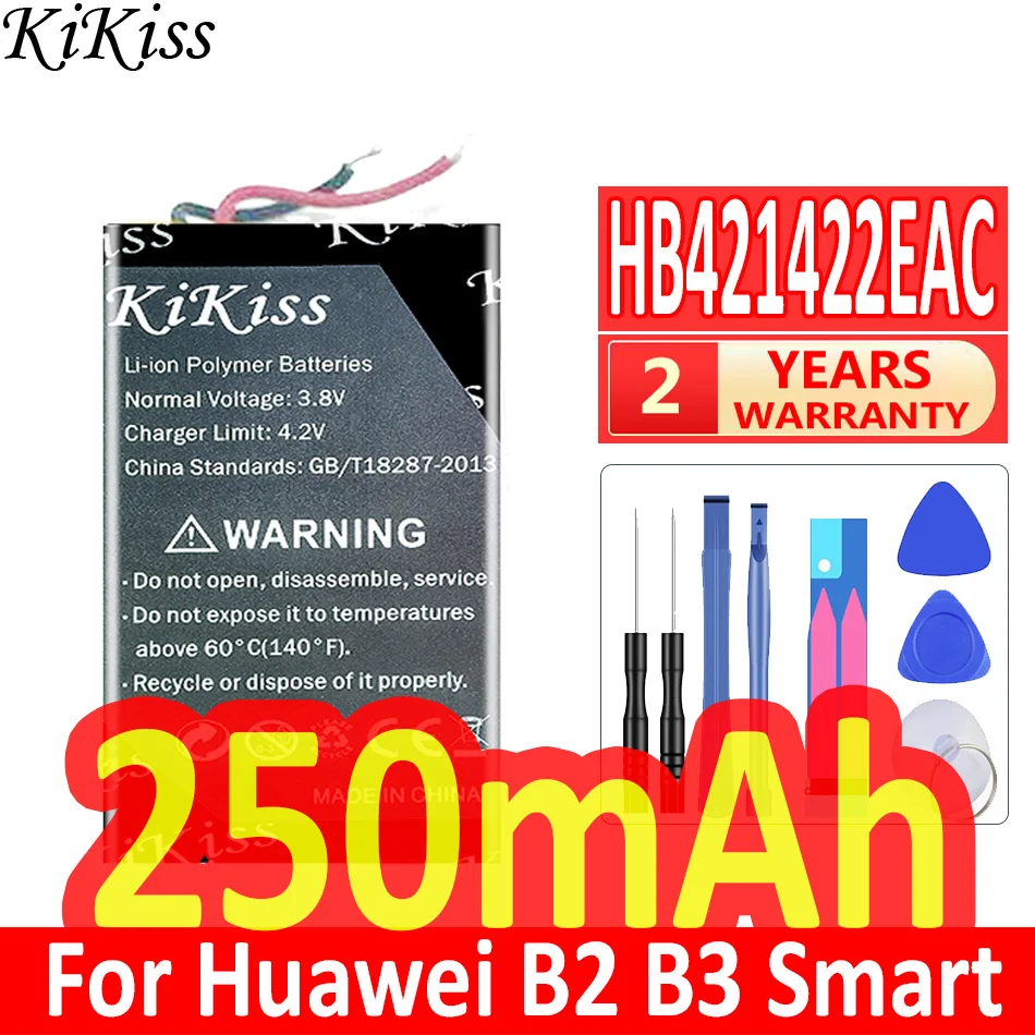 

250mAh KiKiss Powerful Battery HB421422EAC For Huawei B2 B3 Smart Wristband 1ICP5/14/21 Digital Batteries