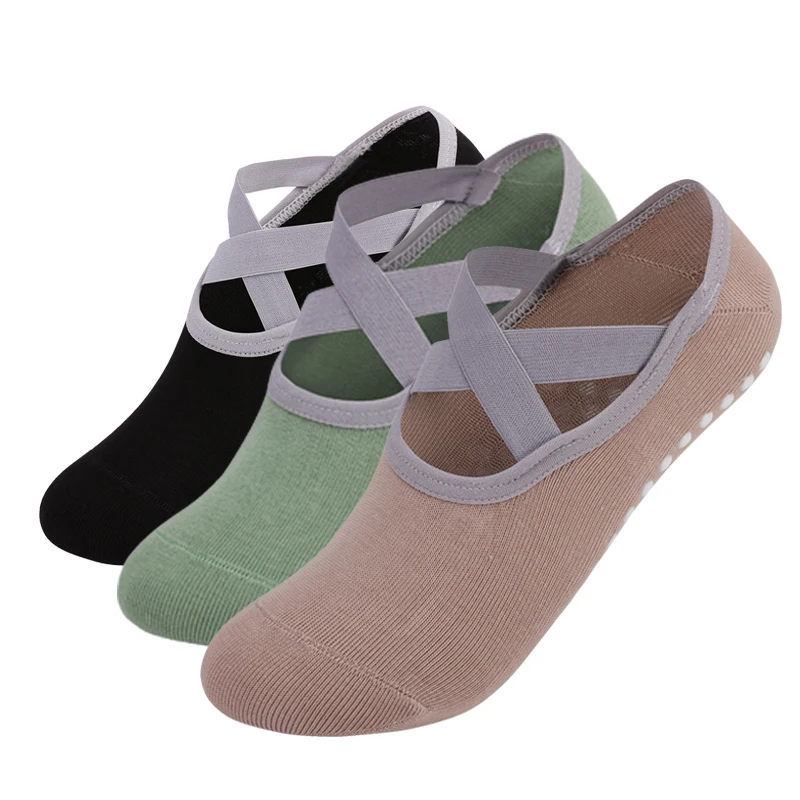 Women Bandage Pilates Socks Silicone Anti-Slip Quick-Dry Yoga Socks Ladies Ballet Dance Cotton Sport Fitness Sock For Gym yoga socks