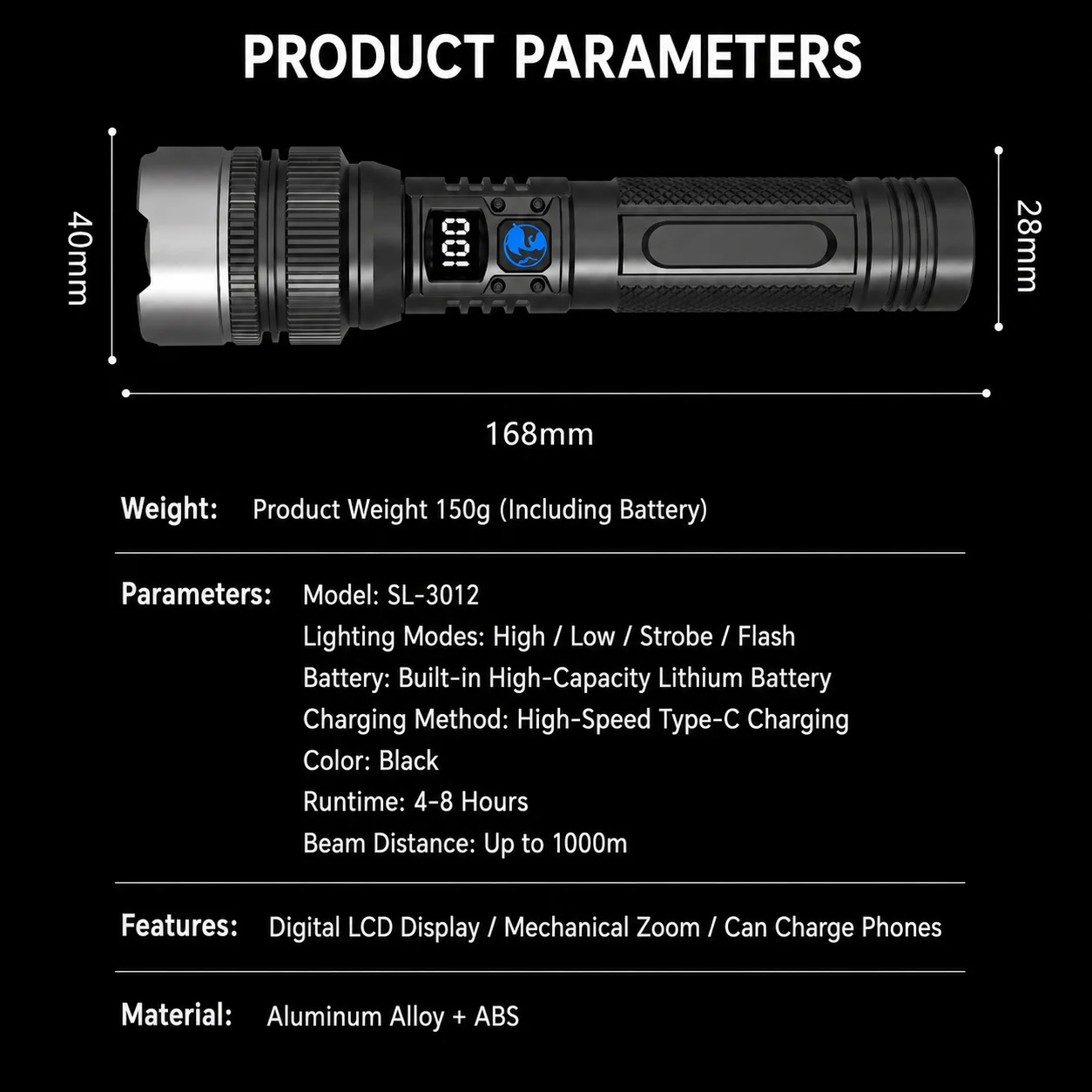  slider image of Powerful LED Flashlight Type-C