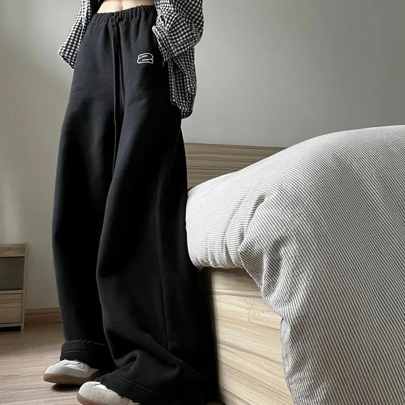 Deeptown Baggy Y2k Black Sweatpants Jogging Wide Leg Women's Pants Sports Korean Fashion Casual Jogger Trouser America Style