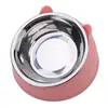 1pc Cat Bowl Lovely Creative Inclined Kitten Puppy Food Feeding Bowls Stainless Steel Cats Drinking Feeder Pet Dogs Cats Feeders 2