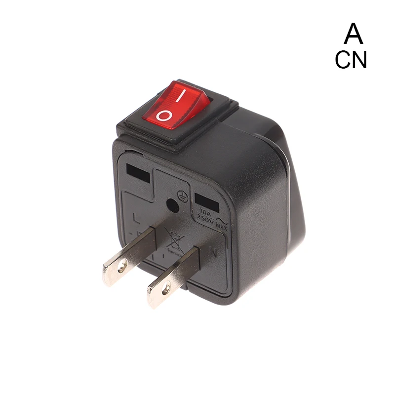 Universal Travel Plug Adapter with On/Off Switch – 250V Power Socket, 10A/13A