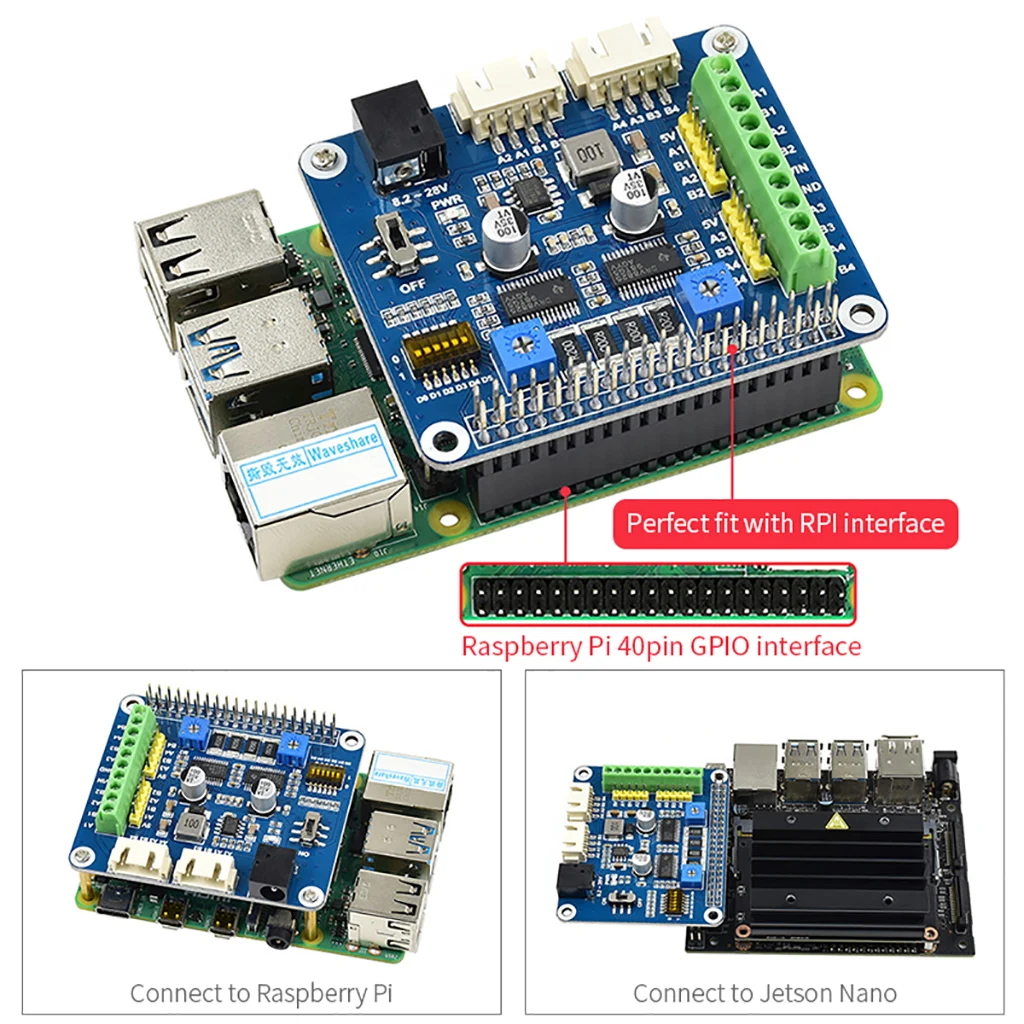 ������ ���� ���� ����̹� ���� DRV8825 ��� 2 ���� ���� Ȯ�� ����, Pi GPIO ����, Raspberry Pi 4B/3B, Jetson nano��