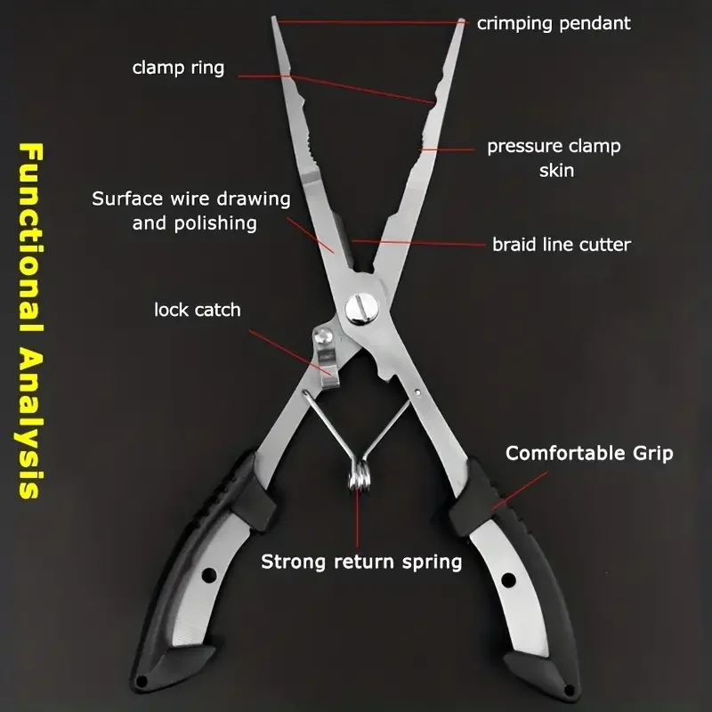 Fishing pliers stainless steel fishing pliers with non-slip handle and hook remover durable and multifunctional fishing scissors