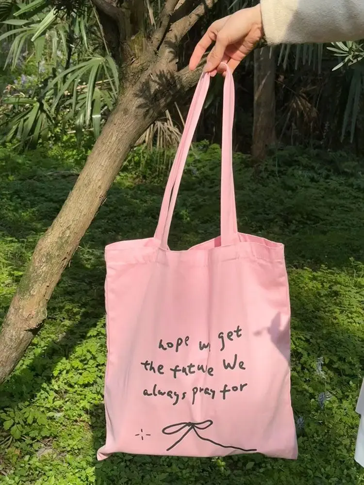 2024 Summer Letters Print Bow Large Capacity Handbag Tote Bags Women Commute Shoulder Bag