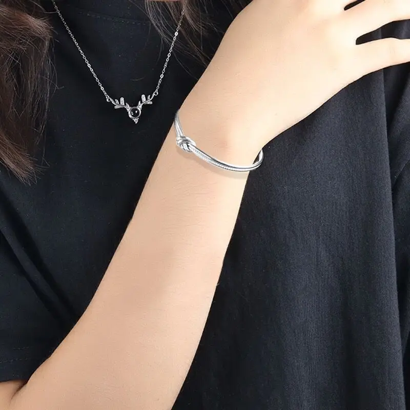Wholesale Jewelry-- titanium steel 2 line Knot Bangle for Women Europe Fashon 2 Gold Color 4