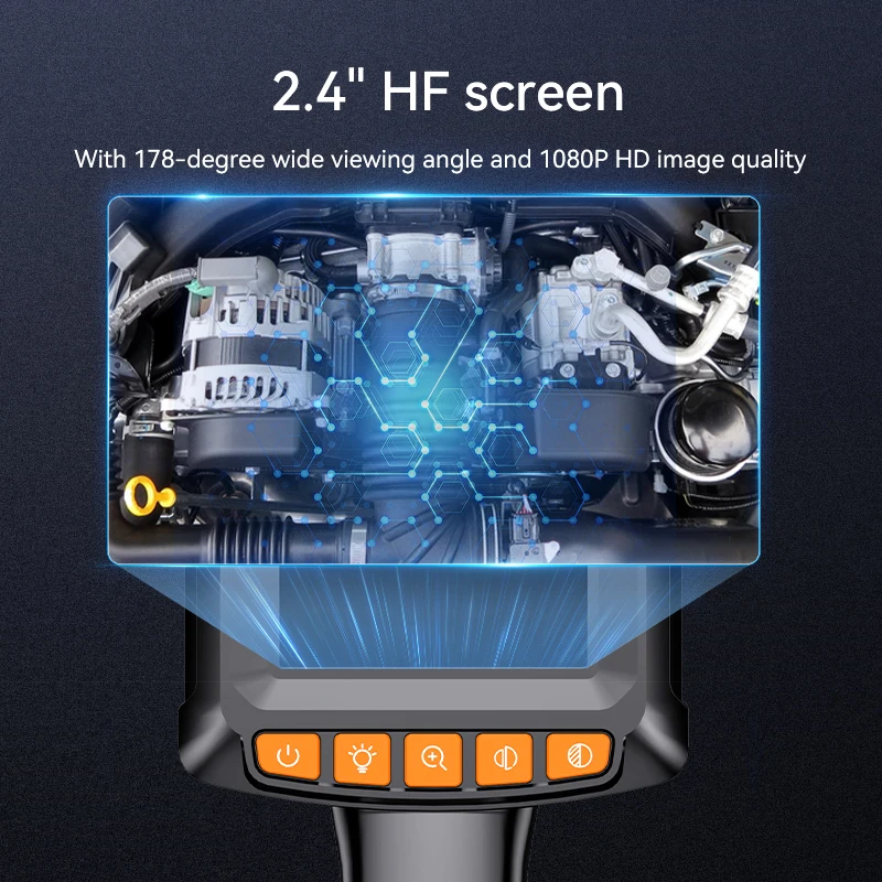 Industrial Endoscope Camera 2.4'' LCD Digital Handheld Borescope IP67 Waterproof HD1080P 8mm Pipe Sewer Camera Semi-Rigid Cable 2