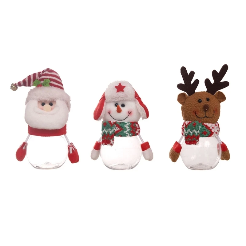

Cookie Bottle Plastic Candy Bottle Snowman Santa Deer Candy Box Plastic Bottle Y9RE