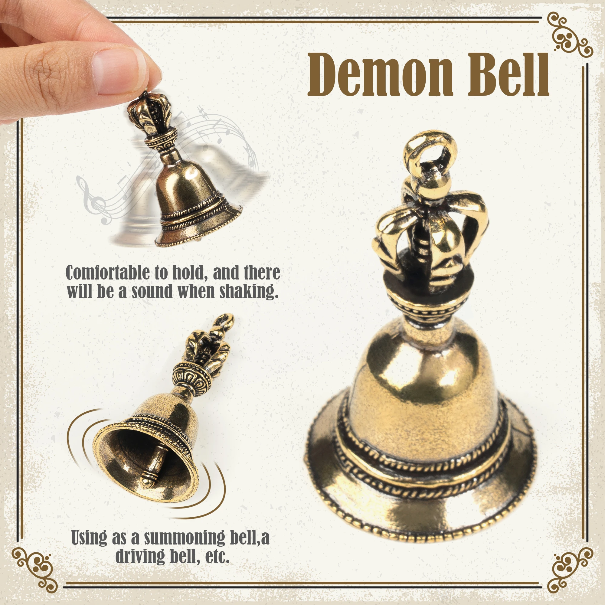 Brass Handicraft Magic Bell Wind Bell Keychain Pendant Home Decoration Antique, hand bell