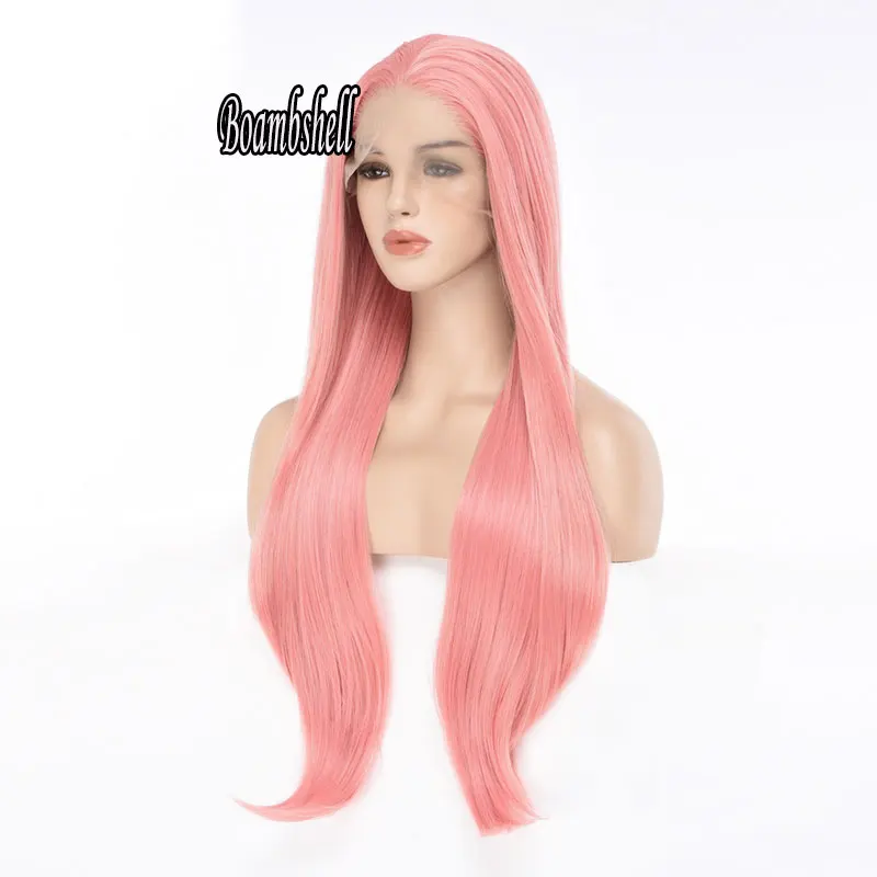 

Bombshell New Style Pink Straight Synthetic 13X4 Lace Front Wigs Glueless Heat Resistant Fiber Hair For Ladies Ready To Wear Wig