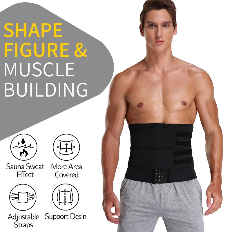 Body Shaper Waist Trainer Mens Sport Guard Neoprene Waist Trainer Corset for Men Workout Sauna Trimmer Belt Weight Loss Sweat Sports Girdle Compression