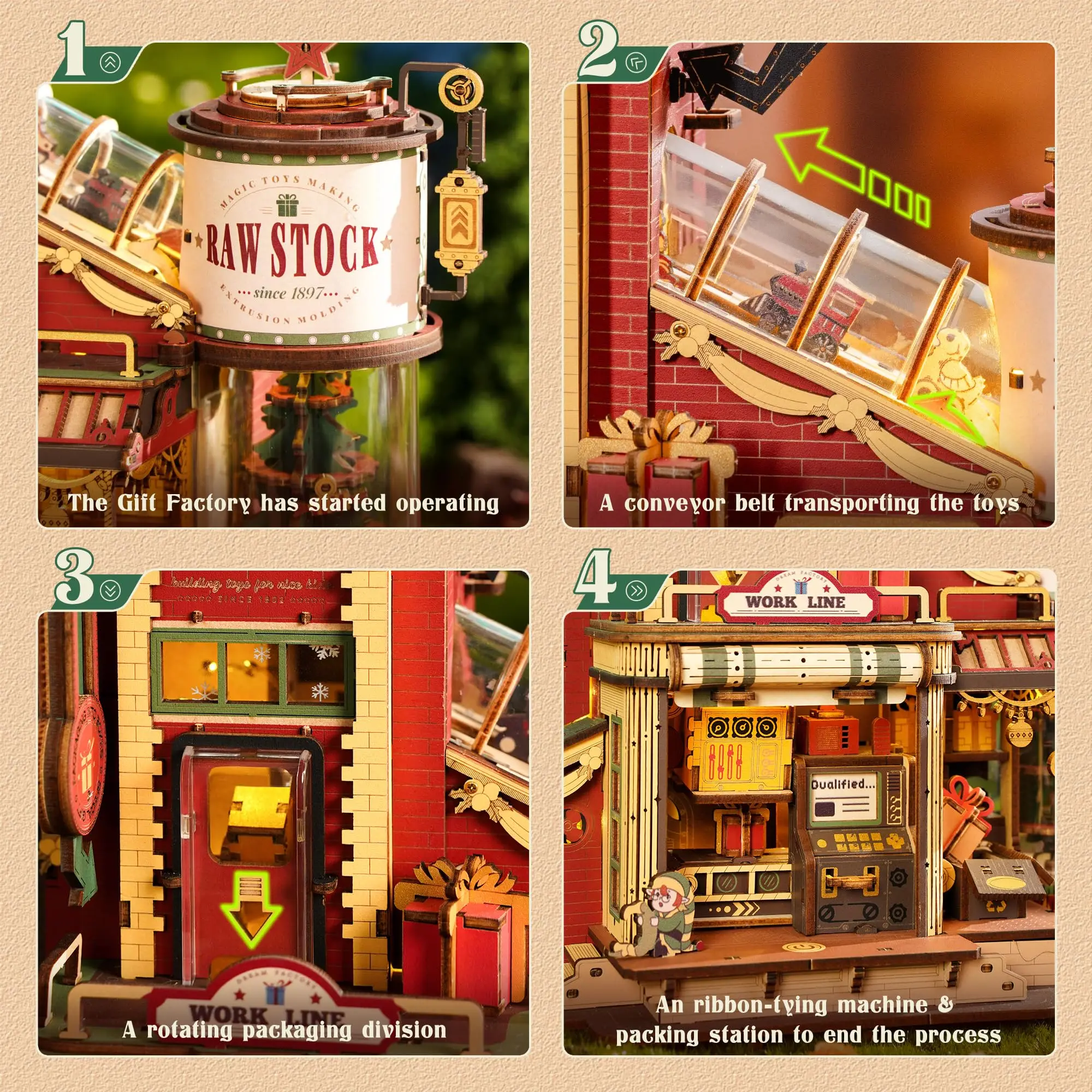 Robotime Rokr Dream Gift Factory 3D Wooden Puzzle Music box Unique