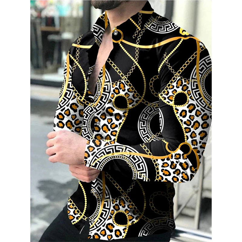 Hawaiian Shirt Men Fashion Casual Single Breasted Shirt High Quality Print Long Sleeve Shirt Male Luxury Shirts For Men