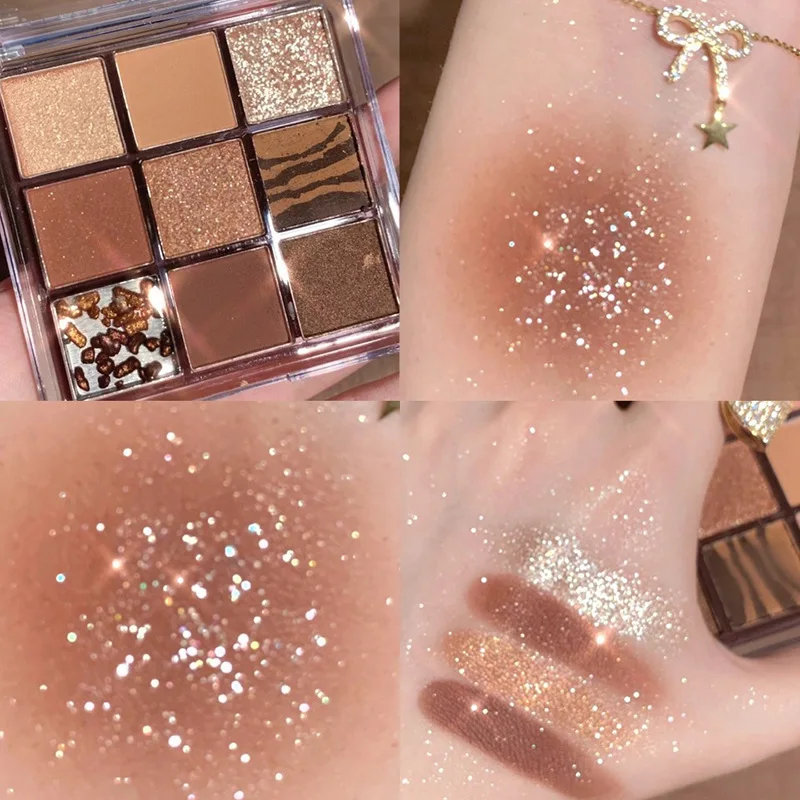 Eye Shadow Eye Shadow Plate 9 Color Eyeshadow Palette Pearlescent Matte Earth Transparent Grid Eyeshadow Nine-color Acrylic Nine Square Peach Charming Makeup