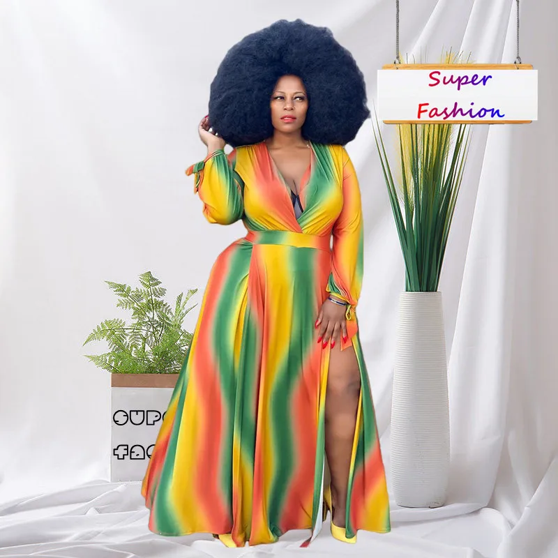 

WSFEC L-4XL Plus Size Women Clothing 2023 Winter Fall Outfits Long Sleeve V Neck Casual Fashion Sexy Club Party Evening Dresses