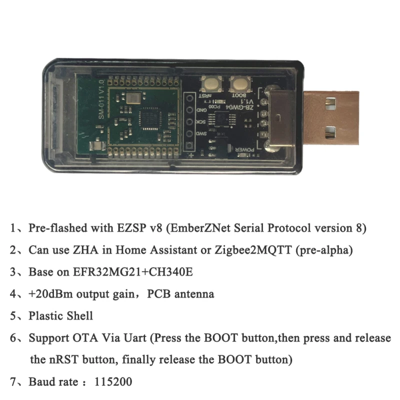 오픈 소스 허브 무선 미니 스마트 홈 지지대, Uart 3.0 게이트웨이 Zb-gw04, USB 동글 칩 모듈, Ota, 신제품