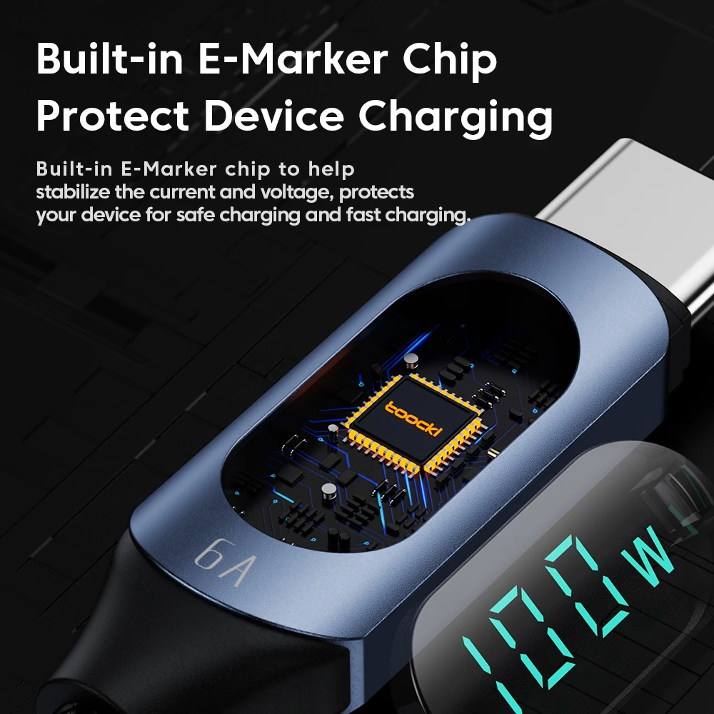 High-Speed 100W USB-C to USB-C Cable with Digital Display - Colorful Data and Charging Cord