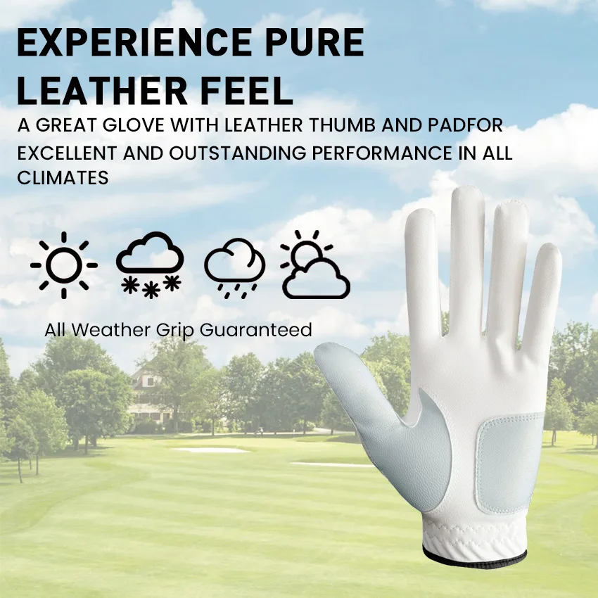 5 Pcs Golf Gloves Men Leather Palm Left Right Hand Rain Grip Wear Resistant Flexible Comfortable Drop Shipping 3