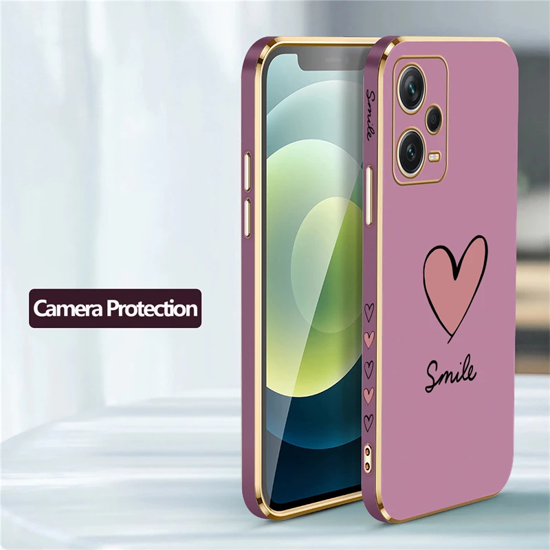Luxury Plating Silicone Love Heart Shockproof Phone Case