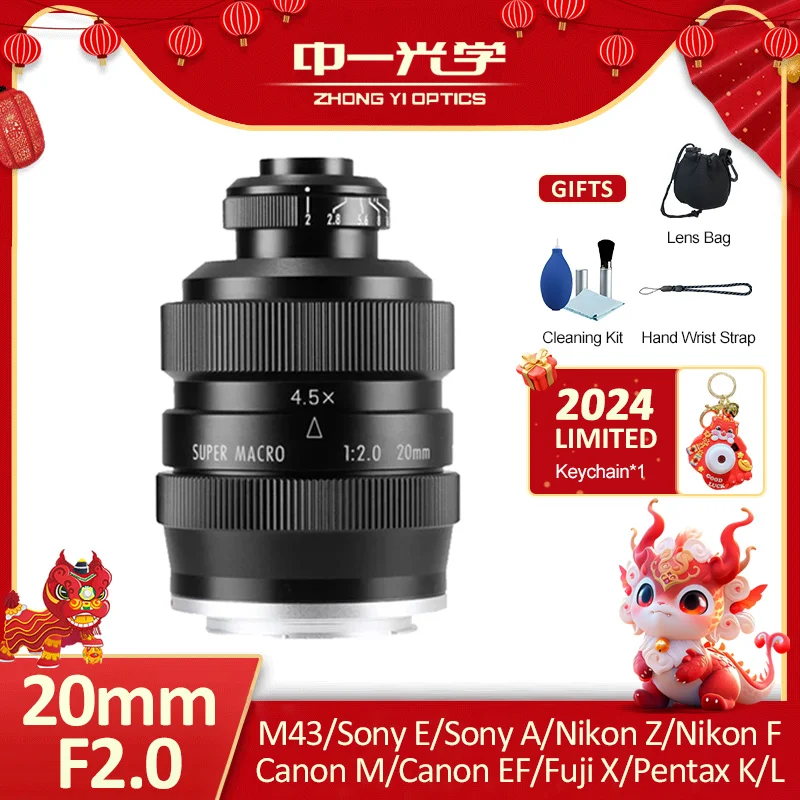 Zhongyi Mitakon 20Mm F2.0 Super Macro Full Frame Aps-C Obiettivo Per Dslr Slr M43 Pentax K Sony E A Nikon F Canon Ef M Fuji X Camera