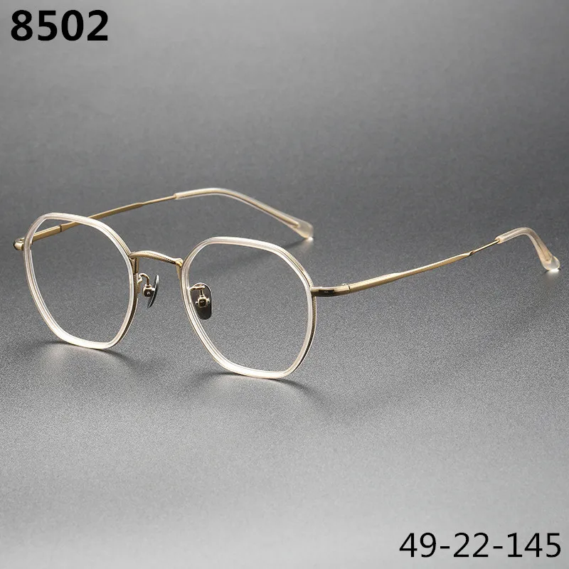 

2023 New Japanese Design Glasses Frame Men Vintage Eyeglasses Acetate Polygon Titanium Blue Light GAFAS Prescription Eyewear