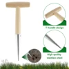 New Sow Dibber Stainless Steel Hand Dibber w/ Wooden Handle Outdoor Loosen Soil Accessory Dibber Bulb Planter w/ Seed Dispenser 5