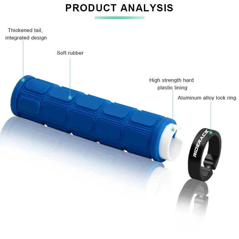 Bicycle Handlebar Grips Riderace Mountain Bike Handlebar Grips Lock on MTB Bicycle Handle Bar Cover Rubber Shockproof Non-Slip Ergonomic Cycling Grips