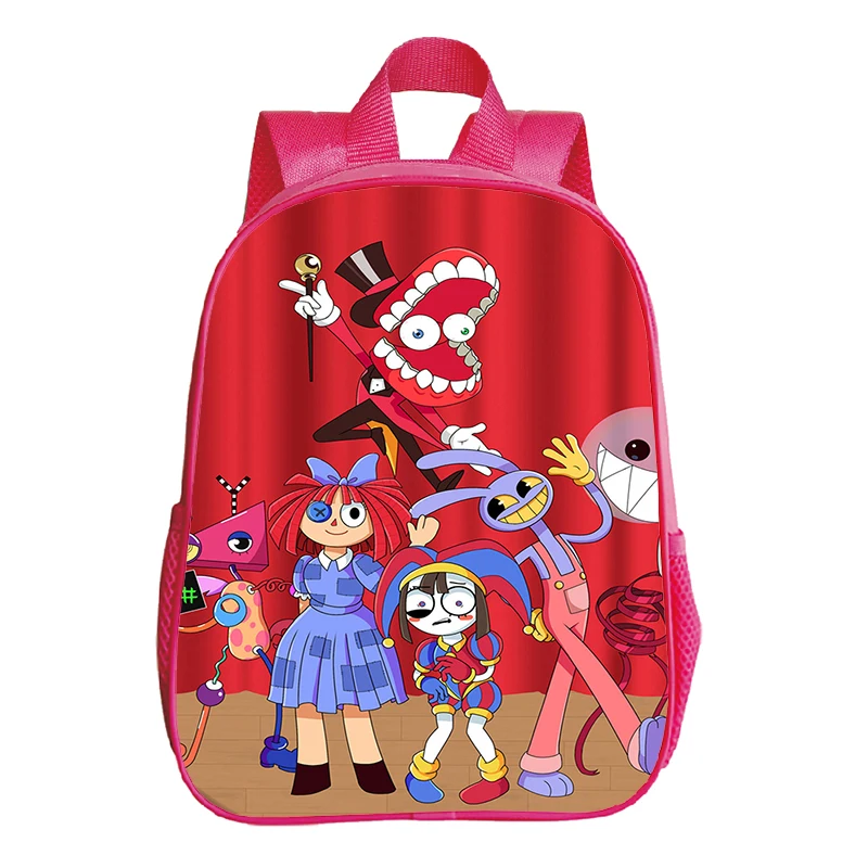 Pomni Jax The Amazing Digital Circus School Bags Girls Pink Backpack 12 Inch Kids Cartoon Kindergarten Bag Small Daily Bookbag