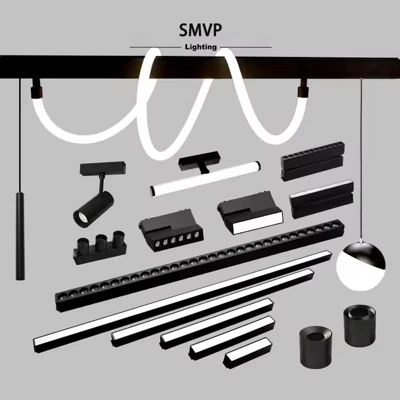 Black White 6MM Smart Magnetic Track Light Tuya Zigbee Dimmable Ultra Thin Rail Slim Lamp Surface Mount Safe DC48V for Home 6