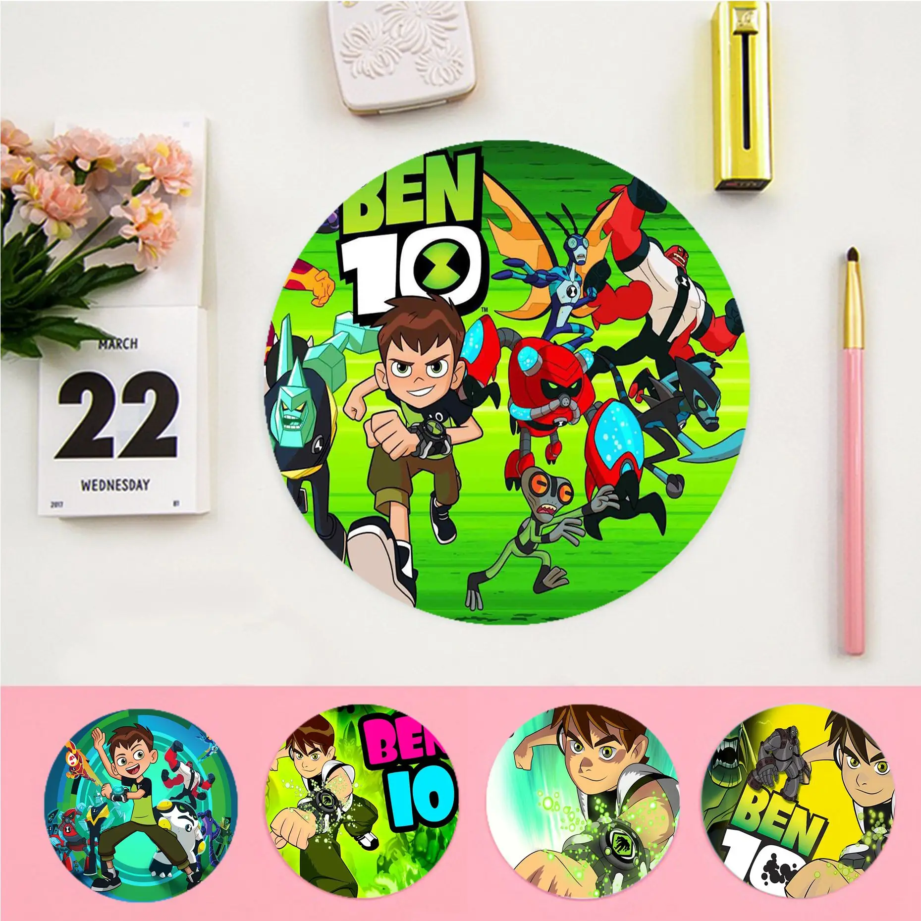 

Cartoon B-Ben 10 Mousepad Anti-Slip Round Cabinet Gaming Laptop Computer Desk Mat Office Notbook Mouse Pad Mouse Mat