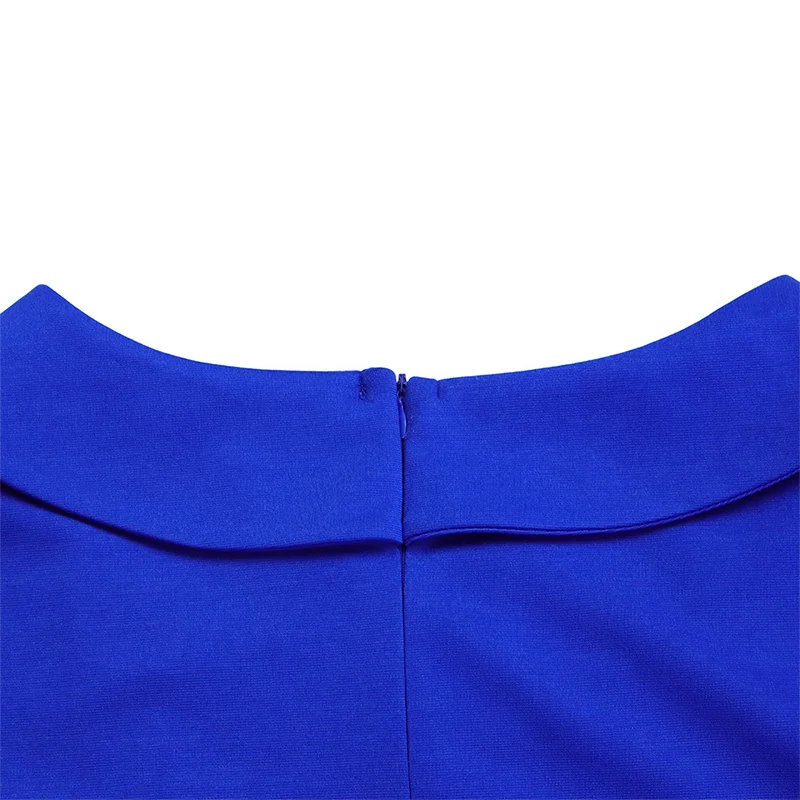 Plus Size Clothes Female Off Shoulder V-Neck Solid Color Three Quarter Sleeve Autumn Zipper High Waist Slim Elegant Midi Dress