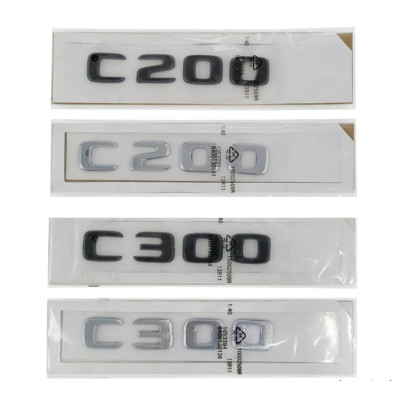ABS 블랙 3D 크롬 자동차 로고 엠블럼 배지 C200 C300 스티커, 메르세데스 벤츠 C200 C300 W204 W205 W206