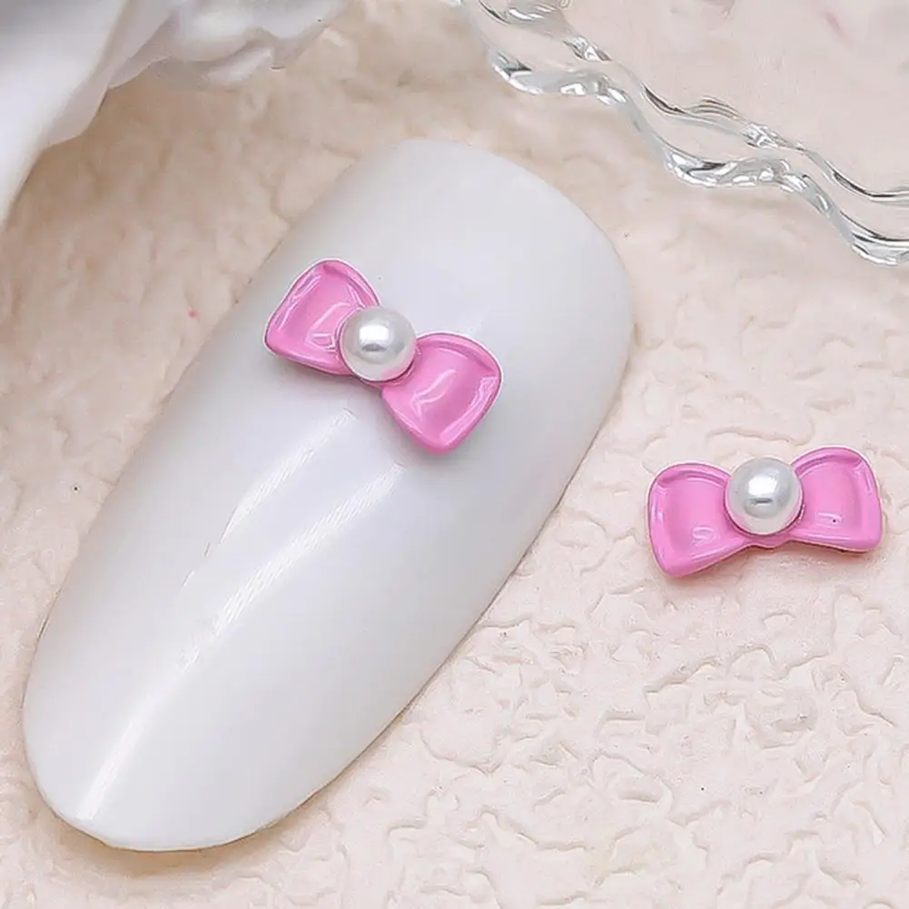

Alloy Nail Charms Colorful 3d Nail Charms Macaron Faux Pearl Bowknots for Charming Women Beauty Accessories with Alloy