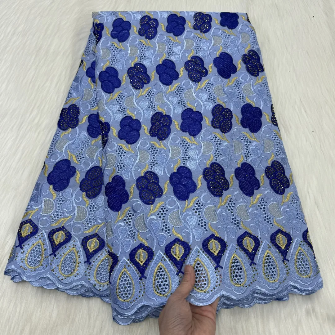 Swiss Fabric Latest Heavy Beaded Embroidery African 100% Cotton Voile Lace Popular Dubai Style For wedding PartB27-4y