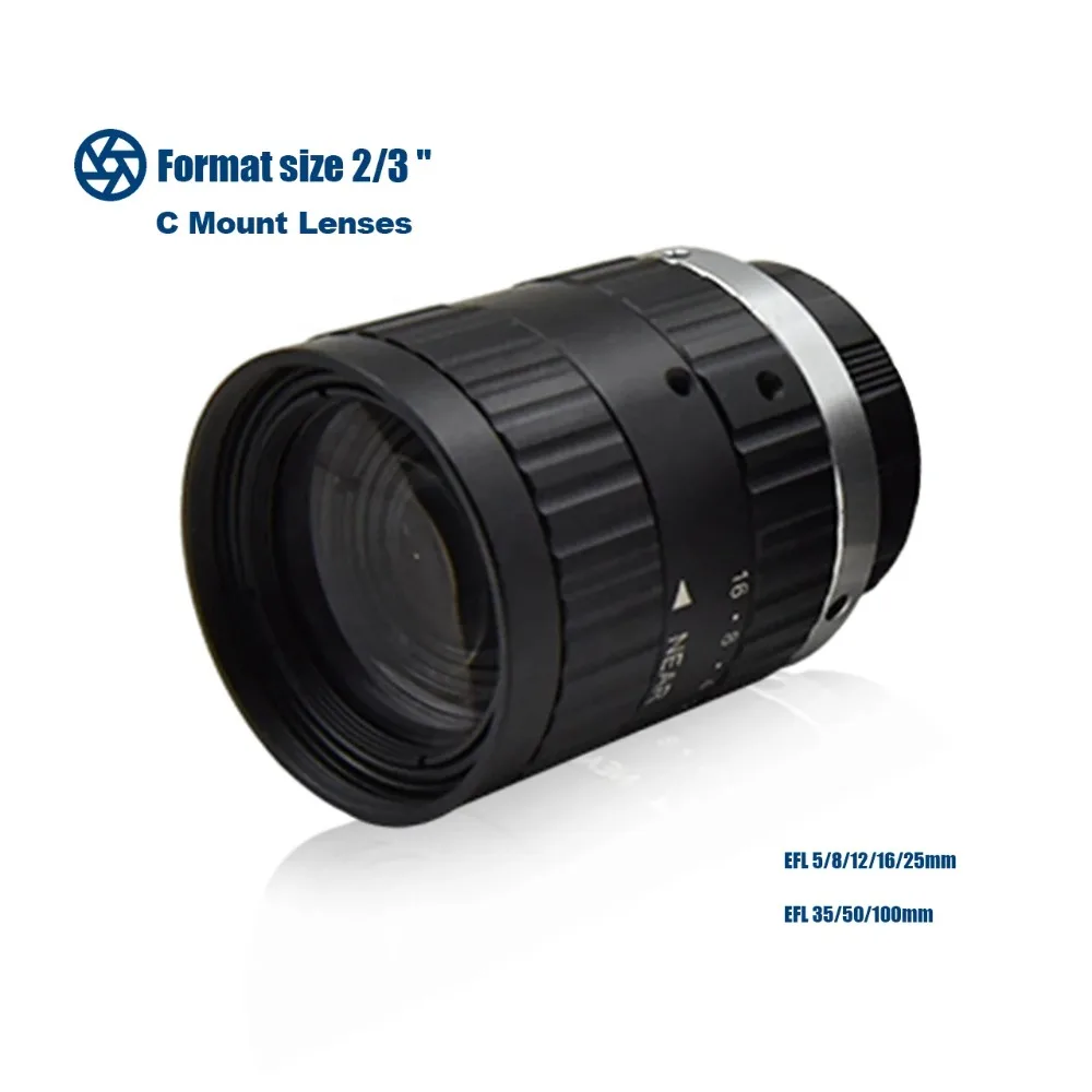 

High Definition 2/3" 8MP 50mm C Mount Fixed Focus Industrial CCTV Lens for Machine Vision Camera Inspection