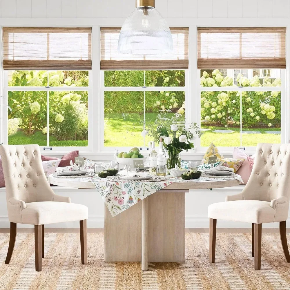 Description Picture 6 of item4-piece set of wing back dining chairs, fabric side dining chairs with plush buttons, living room kitchen - beige