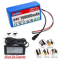 Viedakes 24V 100Ah 7S3P 18650 Li-ion batterie avec chargeur 29.4V pour fauteuil roulant, scooter Lithium Ion batterie 2A chargeur 4