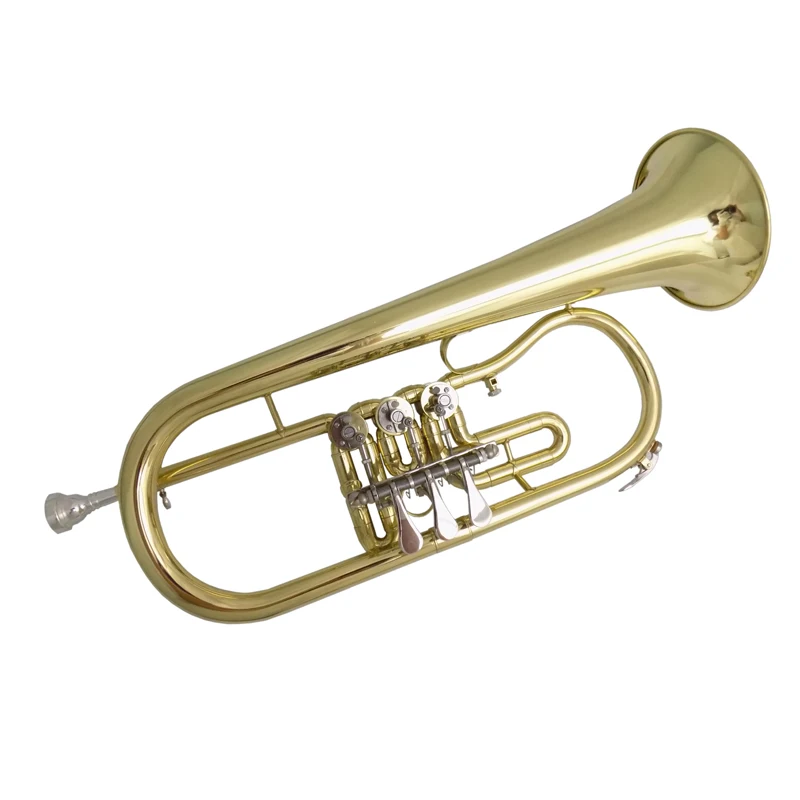 Bb Rotary Flugelhorn Musical Instruments Yellow Brass Material Lacquer Surface with Case Mouthpiece