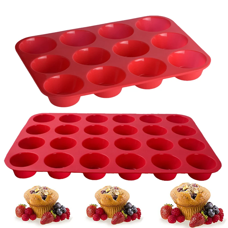 Silicone Mini Muffin Pan, 12 Cups Cupcake Pan, Nonstick Silicone