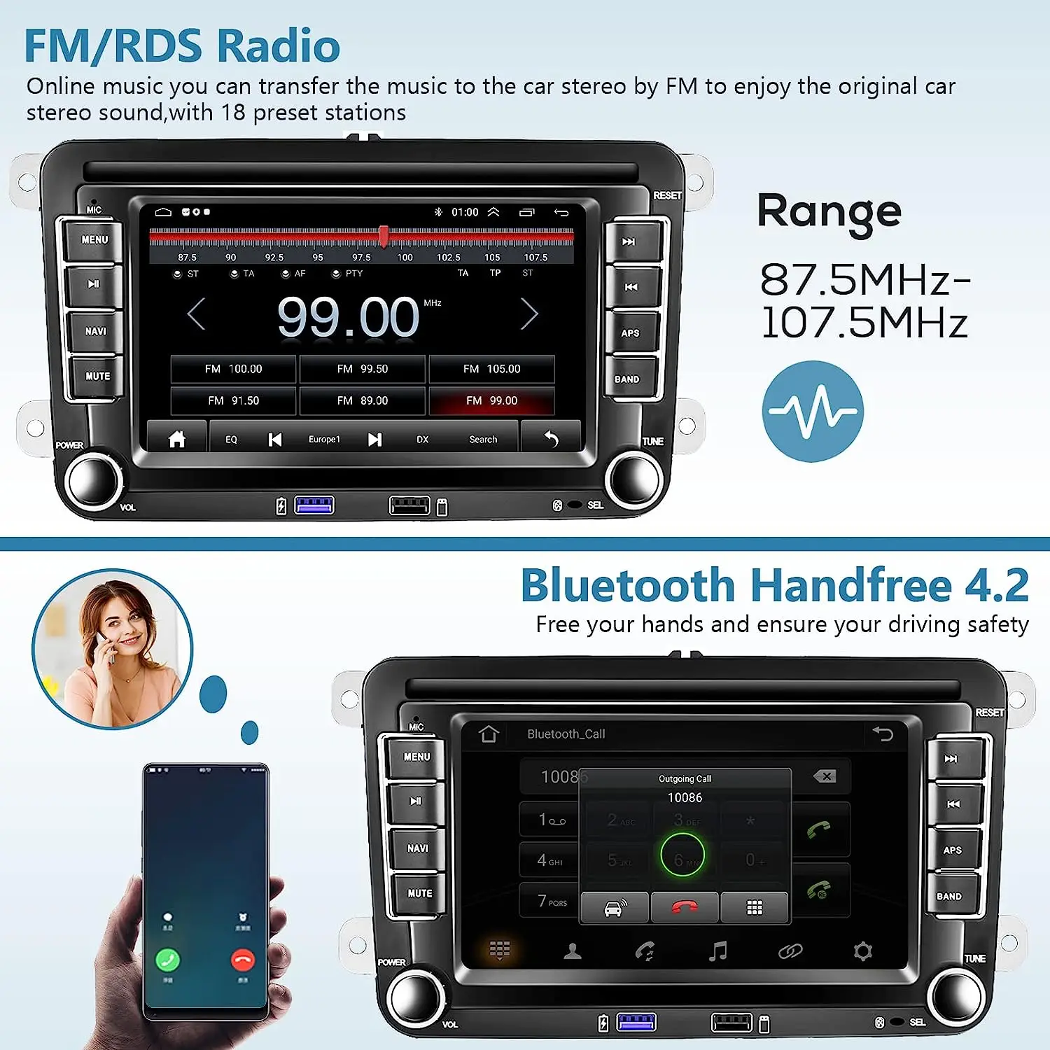 9 with Button Wireless Carplay & Android Auto GPS Navi Car Radio for VW  Golf 5 6 V VI Passat T5 Polo Touran Tiguan Golf Sharan Caddy 2GB RAM 32GB  ROM