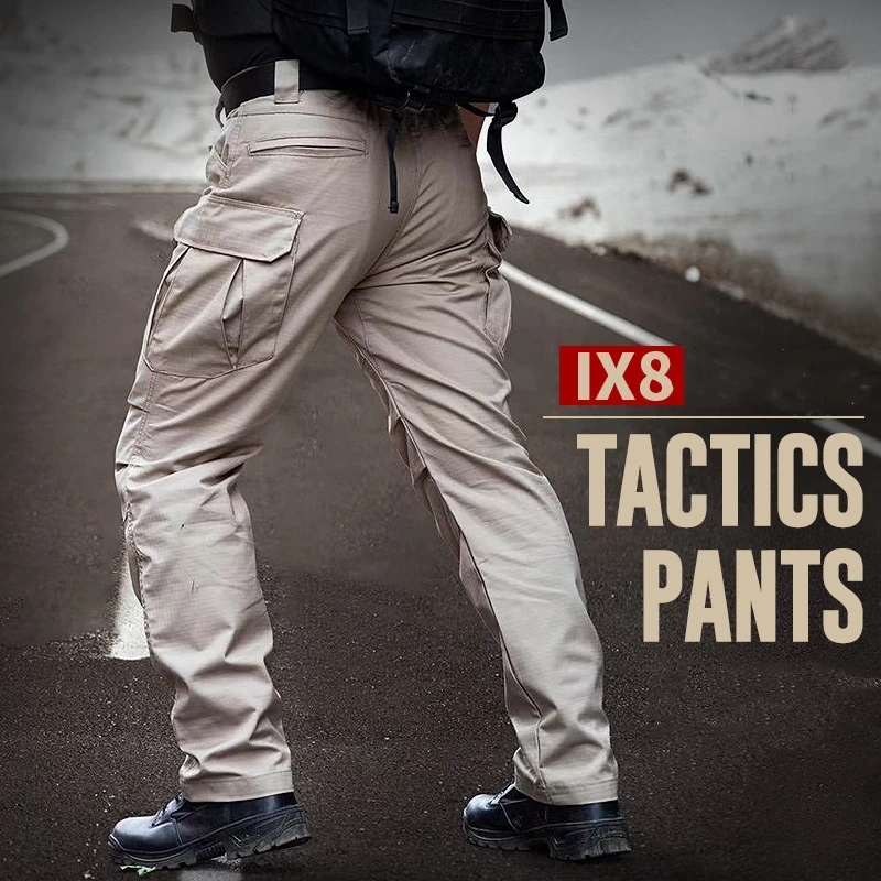 IX8 Multi-pocket Work Tactical hiking pants Men Outdoor Waterproof Sports Hiking Climbing Pants Combat Training Military Cargo Trousers
