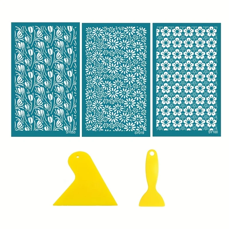 Clay Printing Tools Stencil Scraper Painting Tool Mold silkscreen stencils 5 Piece Set for DIY