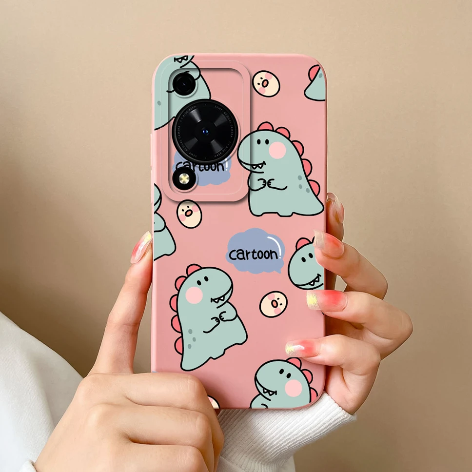 Cute Dinosaur Smooth Liquid Silicone Phone Cover – for Huawei Enjoy 70 and Nova Y72 4G
