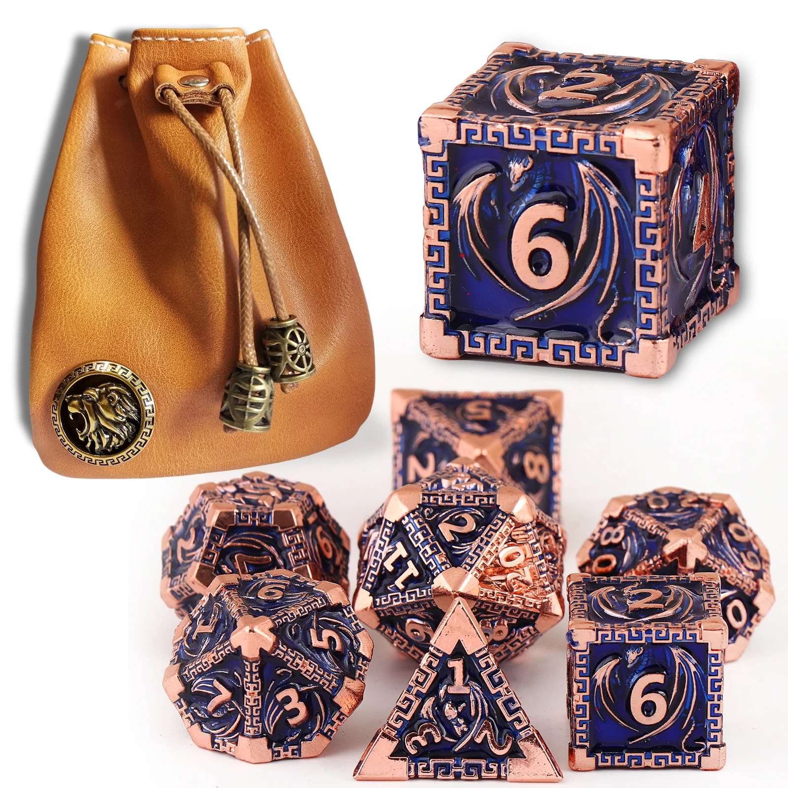 

DND D20 Dice Set Dungeon and Dragon Metal Polyhedral D&D Dice for Pathfinder RPG Roll Playing Game D20 D12 D10 D8 D6 D4