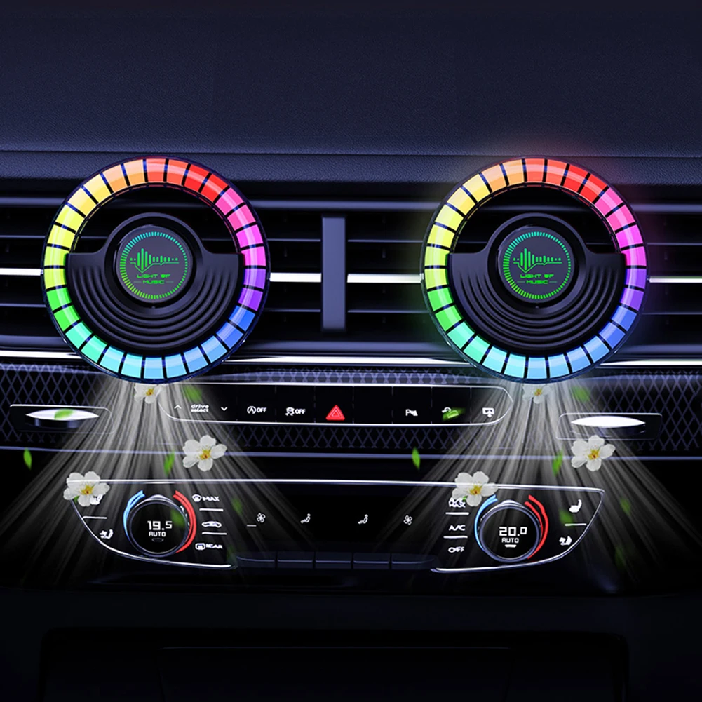 Car Music Rhythm Lamp Pickup Light Air Freshener Aromatherapy RGB Rhythm LED Strip For Car Auto Diffuser Vent Clip APP Control