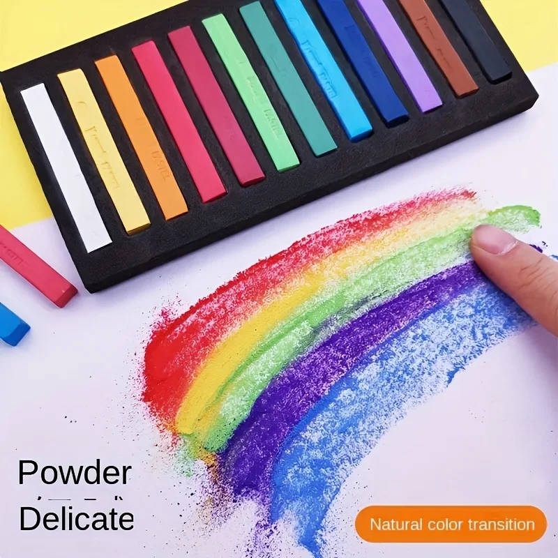 Professionelles Set mit weichen Pastellkreiden in 12/24/36/48 Farben, Kreidepastellstäbchen mit Aufbewahrungskoffer, Mischung, Schichtung, Schattierung für Erwachsene – Detail 6