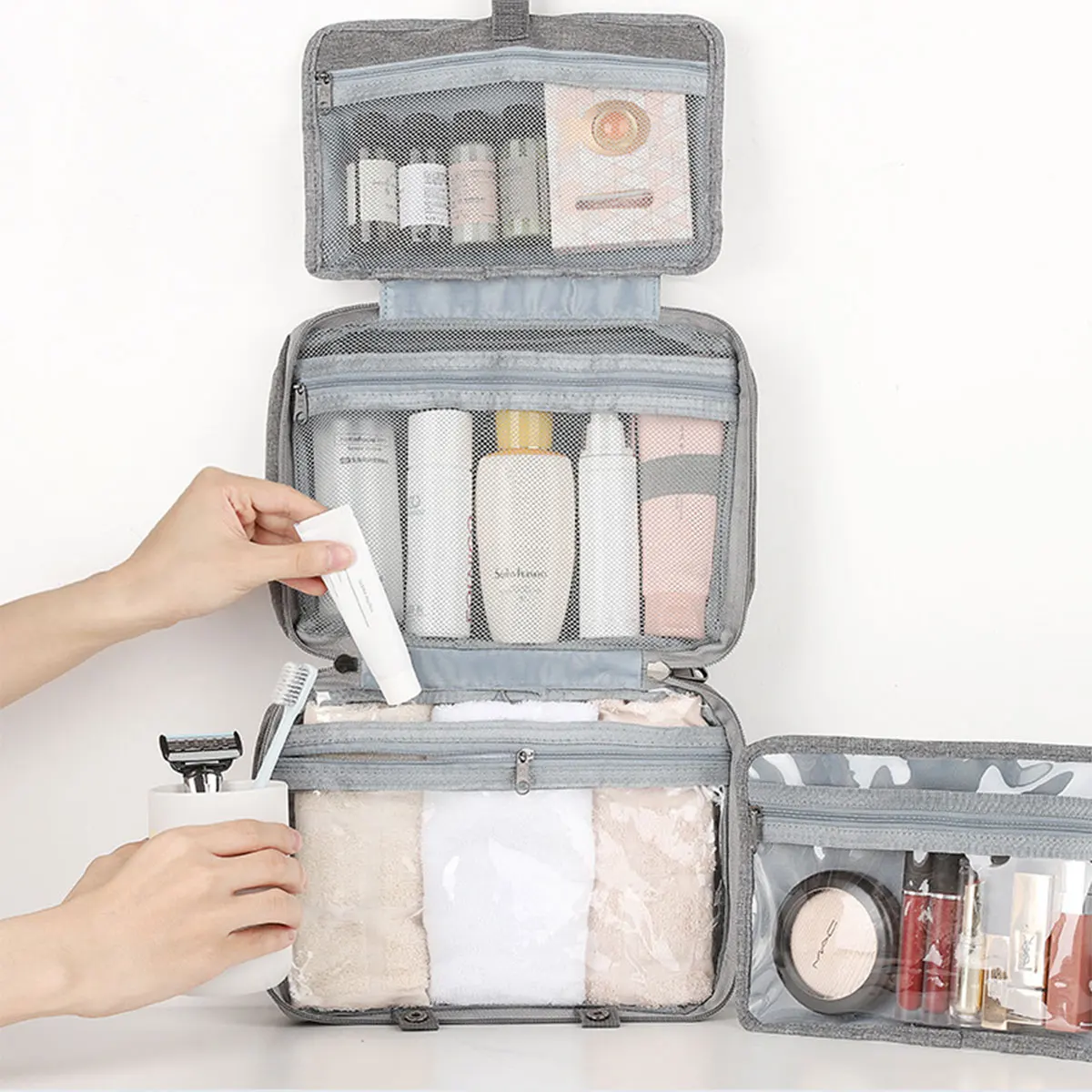 

Travel Waterproof Foldable Wet & Dry Toiletry Bag Organizer (Hangable)