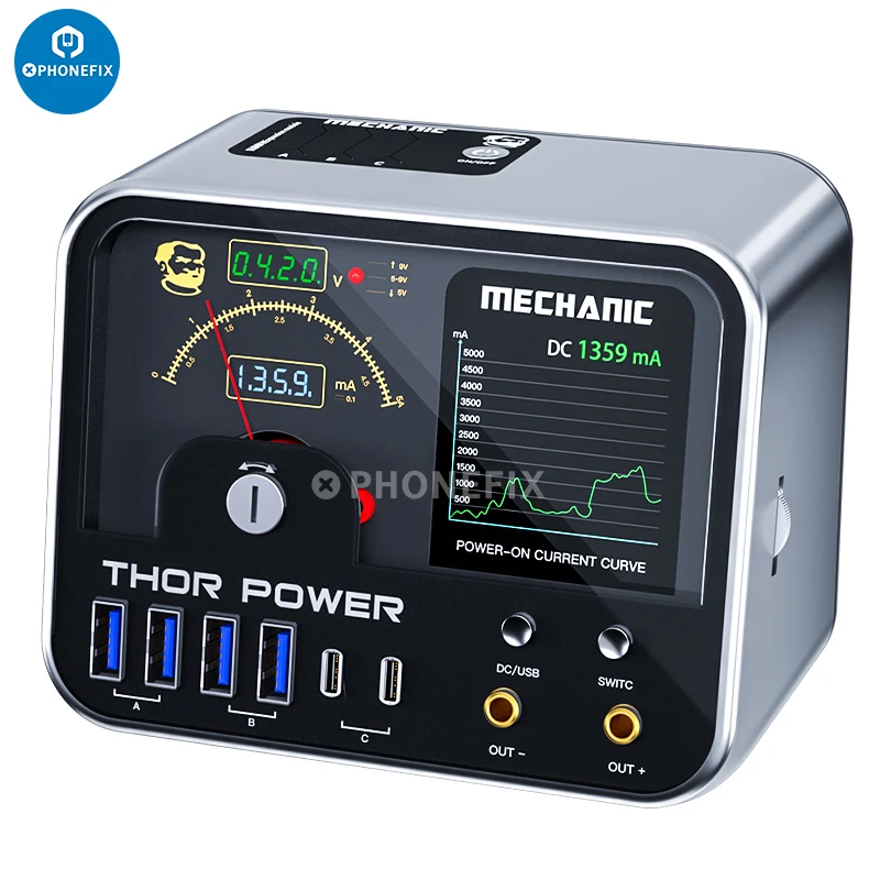 

Двойной электронный цифровой дисплей Mechanic THOR POWER, амперметр, вольтметр, изгиб тока, анализ неисправностей для iphone, планшетов