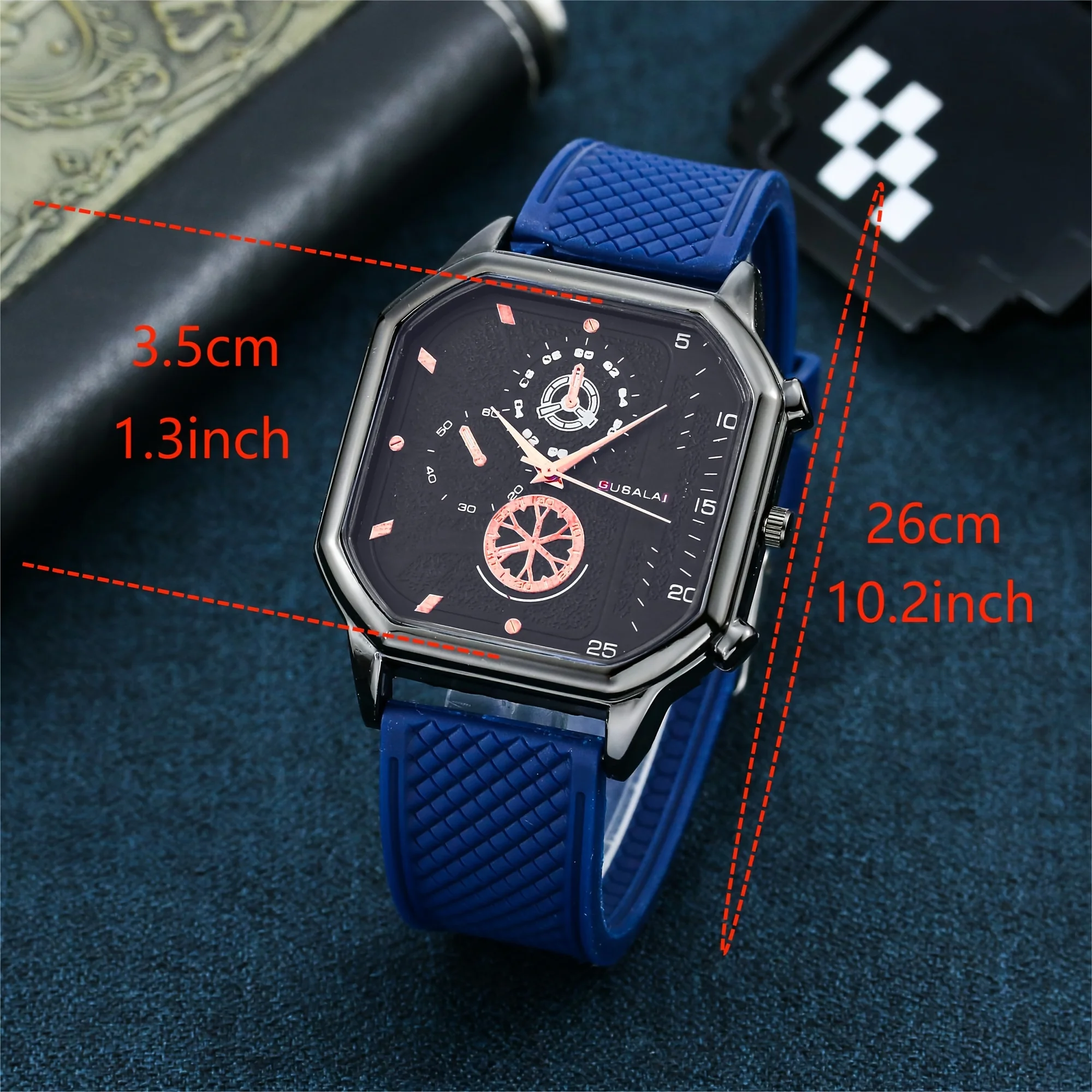 1PC European and American large dial trendy square watch for men and women, handsome and cool for high school students 5