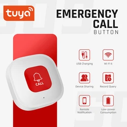 Tuya WiFi Smart SOS Call Button Wireless Caregiver Pager Phone Transmitter Call Button For Kids Elderly Patient